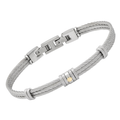 Bracciale cavetto in acciaio con vite centrale in oro 18kt (gr 0.03)