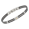 Bracciale cavetto in acciaio silver/nero PVD con vite centrale in oro 18kt (gr 0.03)