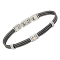 Bracciale cavetto in acciaio nero vintage PVD con vite centrale in oro 18kt (gr 0.03)