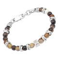 Bracciale in acciaio con pietre naturali in Agata Brown
