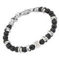 Bracciale in acciaio con pietre naturali in Lava