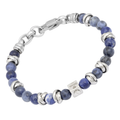 Bracciale in acciaio con pietre naturali in Sodalite