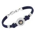 Bracciale in acciaio e corda nautica blu con bussola centrale