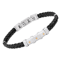 Bracciale in cuoio nero intrecciato e oro 18 kt (gr 0.06)