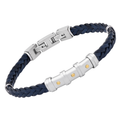 Bracciale in cuoio blu intrecciato e oro 18 kt (gr 0.06)