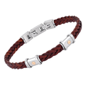 Bracciale in cuoio marrone intrecciato e oro 18 kt (gr 0.06)