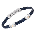 Bracciale in cuoio blu intrecciato e oro 18 kt (gr 0.06)