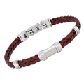 Bracciale in cuoio marrone intrecciato e oro 18 kt (gr 0.04)