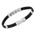 Bracciale in cuoio nero intrecciato e oro 18 kt (gr 0.04)