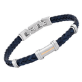 Bracciale in cuoio blu intrecciato e oro 18 kt (gr 0.04)