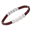 Bracciale in cuoio marrone intrecciato e oro 18 kt (gr 0.09)