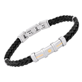 Bracciale in cuoio nero intrecciato e oro 18 kt (gr 0.09)