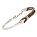 Bracciale in acciaio semirigido e cuoio marrone con vite in oro 18 kt (gr 0.03)