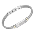 Bracciale cavetto in acciaio e targa in acciaio con laterali in oro 18 kt (gr 0.06)