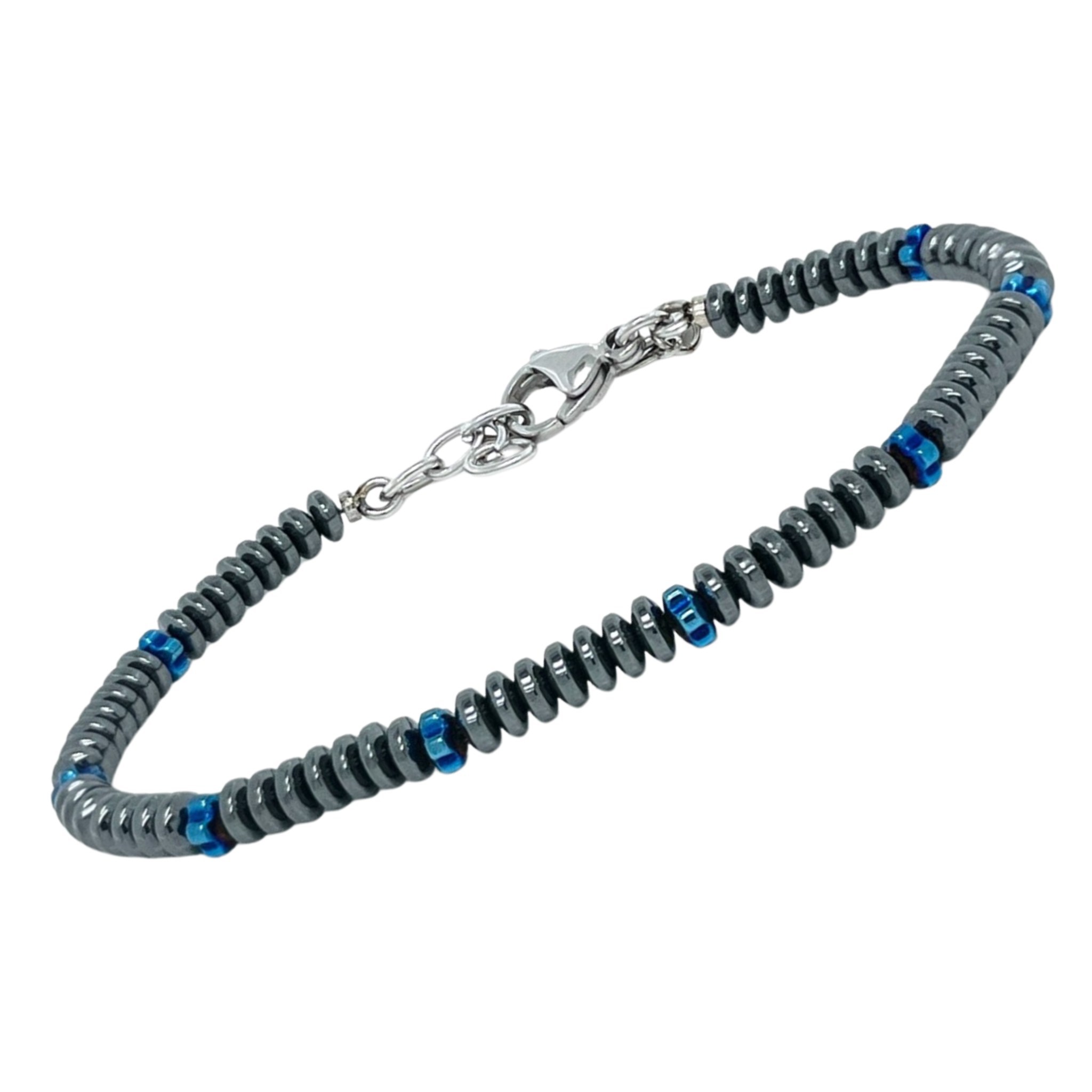 Bracciale in acciaio e pietre naturali Ematite