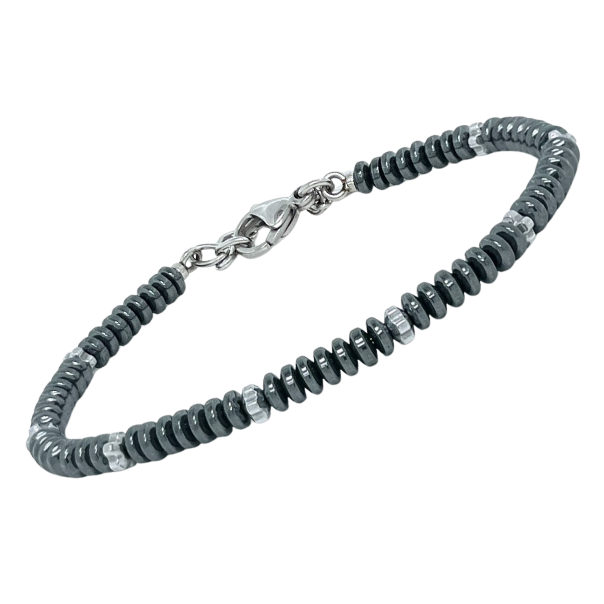 Bracciale in acciaio e pietre naturali Ematite