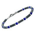 Bracciale in acciaio e pietre naturali Ematite e Agata Blu