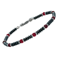 Bracciale in acciaio e pietre naturali Ematite e Agata Rossa