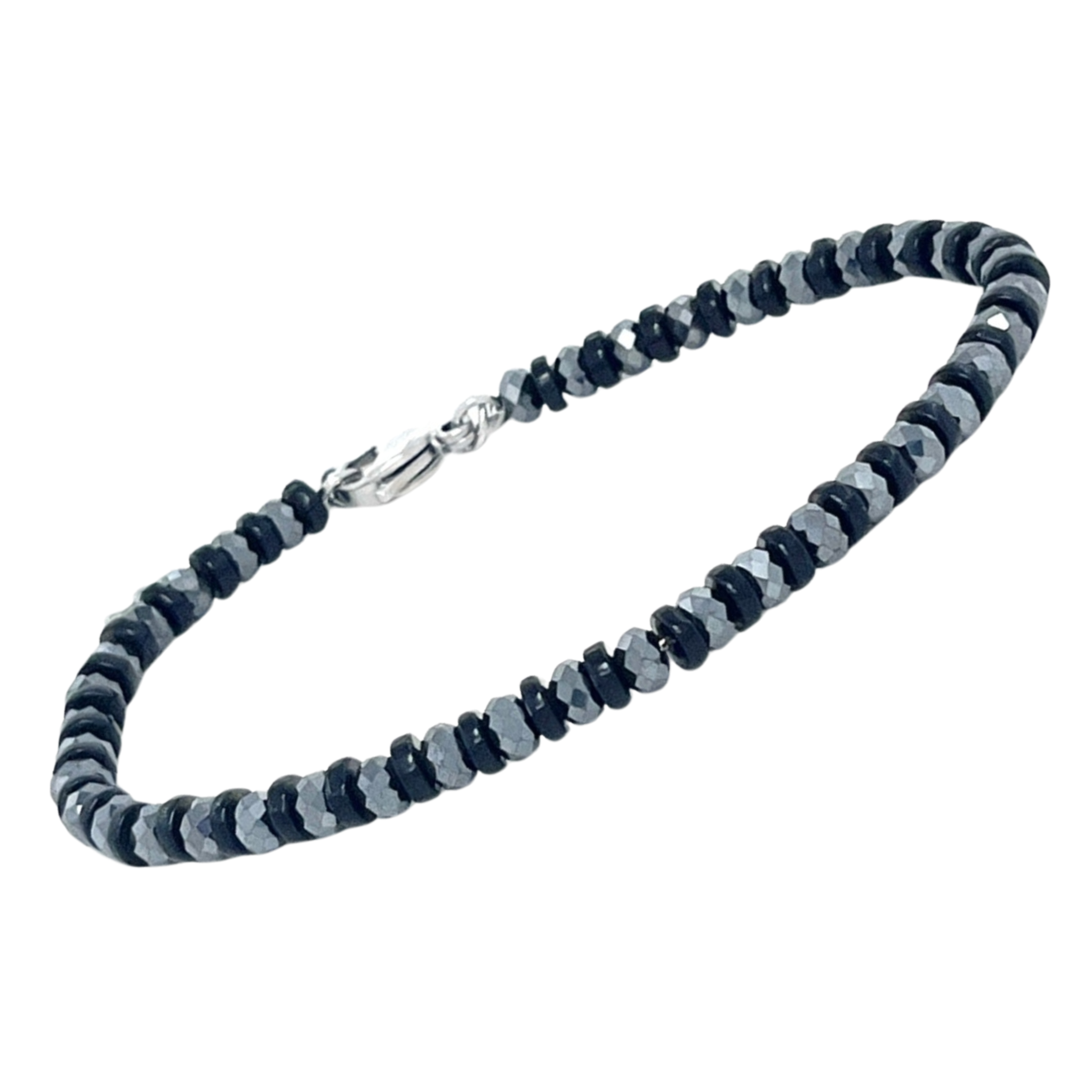 Bracciale in acciaio e pietre naturali Onice ed Ematite