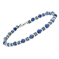 Bracciale in acciaio e pietre naturali Sodalite ed Ematite