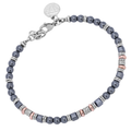 Bracciale in acciaio con pietre naturali in Ematite e semilavorati microfusi