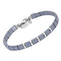 Bracciale in acciaio con pietre naturali in Ematite rettangolare