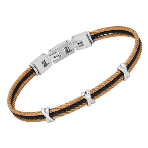 Bracciale cavetto in acciaio PVD nero/oro