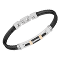 Bracciale cavetto in acciaio PVD nero con inserti oro 18 Kt (gr 0.10)