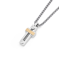 Collana con pendente a croce in acciaio e oro 18 kt (gr 0.07)