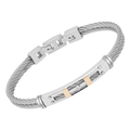Bracciale cavetto acciaio PVD blu con inserti oro 18 Kt e Diamante Naturale (0,015 ct)