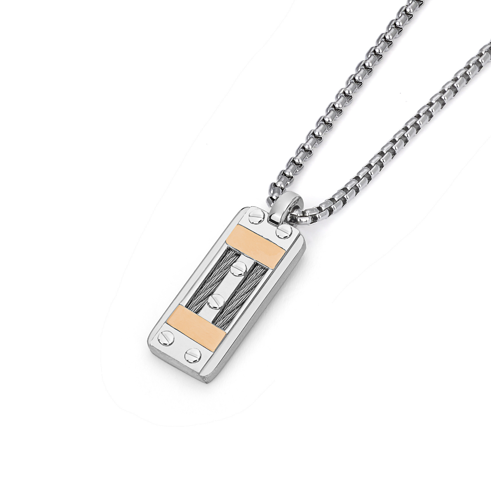 Collana con pendente in acciaio e oro 18 kt (gr 0.12)