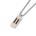 Collana con pendente in acciaio PVD nero e oro 18 kt (gr 0.12)
