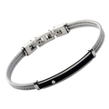 Bracciale cavetto in acciaio con piastra in PVD nero e vite in acciaio