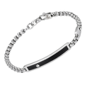 Bracciale con catena in acciaio e piastra in PVD nero con vite in acciaio