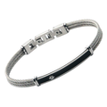Bracciale cavetto in acciaio con piastra in PVD nero e stella polare in acciaio