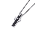 Collana con pendente a croce in acciaio e piastra in PVD nero con stella polare