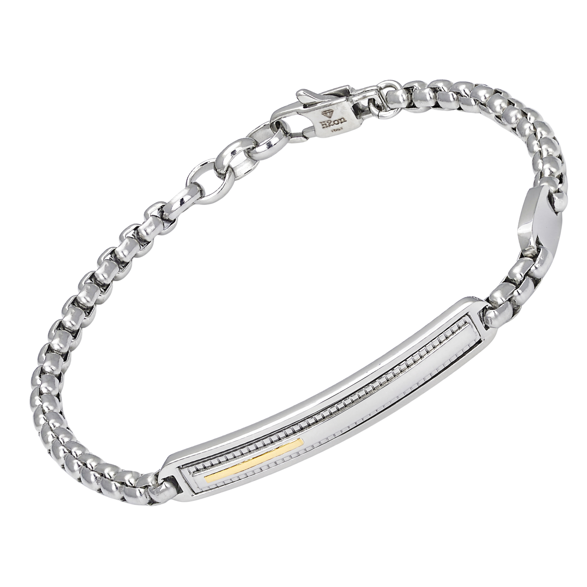 Bracciale con catena in acciaio e oro 18 Kt (gr 0.04)