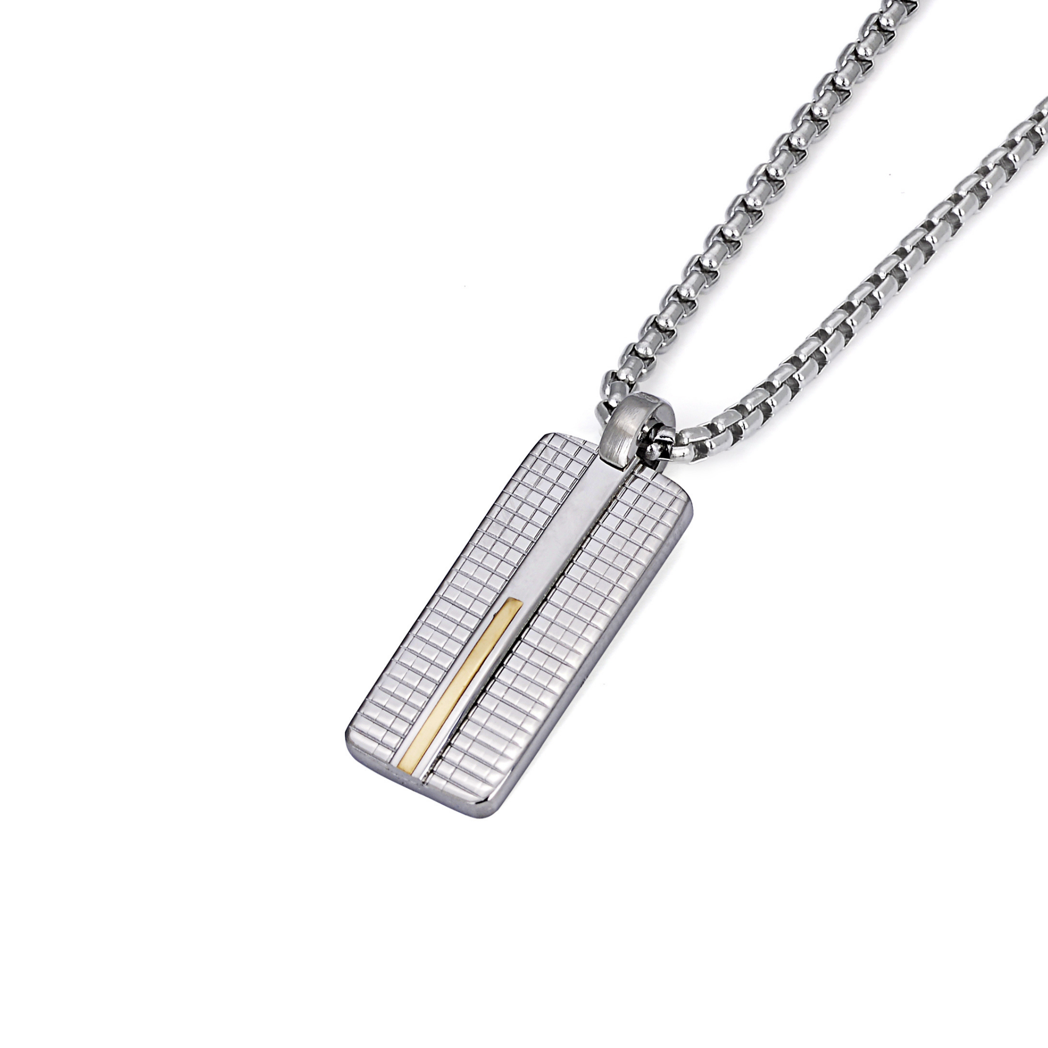 Collana con pendente in acciaio godronato e oro 18kt (gr 0.04)