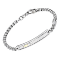 Bracciale con catena in acciaio e piastra texture rombi con oro 18kt (gr 0.04)