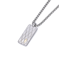 Collana con pendente in acciaio e texture rombi con oro 18kt (gr 0.04)