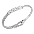Bracciale in acciaio e cavetto con maglie rosé e rosa dei venti