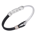 Bracciale in acciaio e cavetto PVD nero con maglie rosé e rosa dei venti