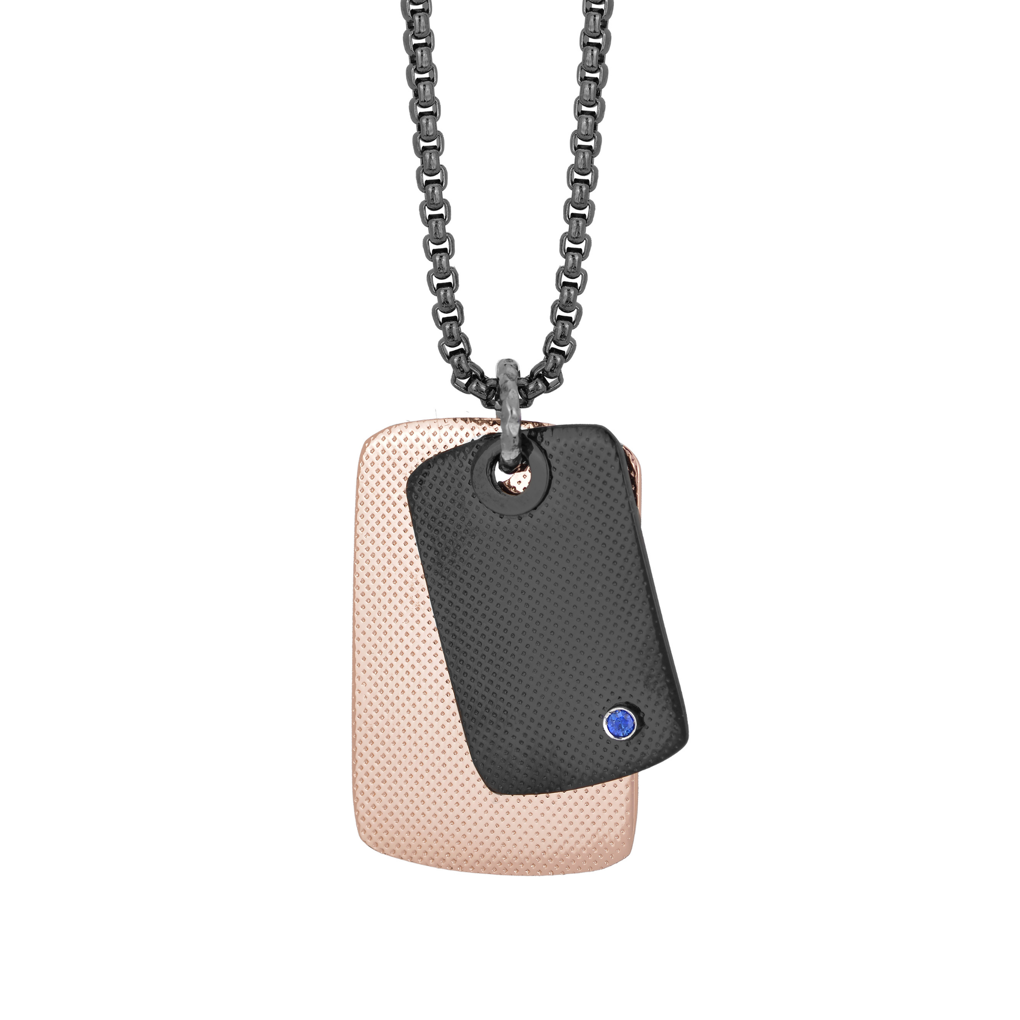 Collana in acciaio PVD nero con Zaffiro Naturale 0,032 ct