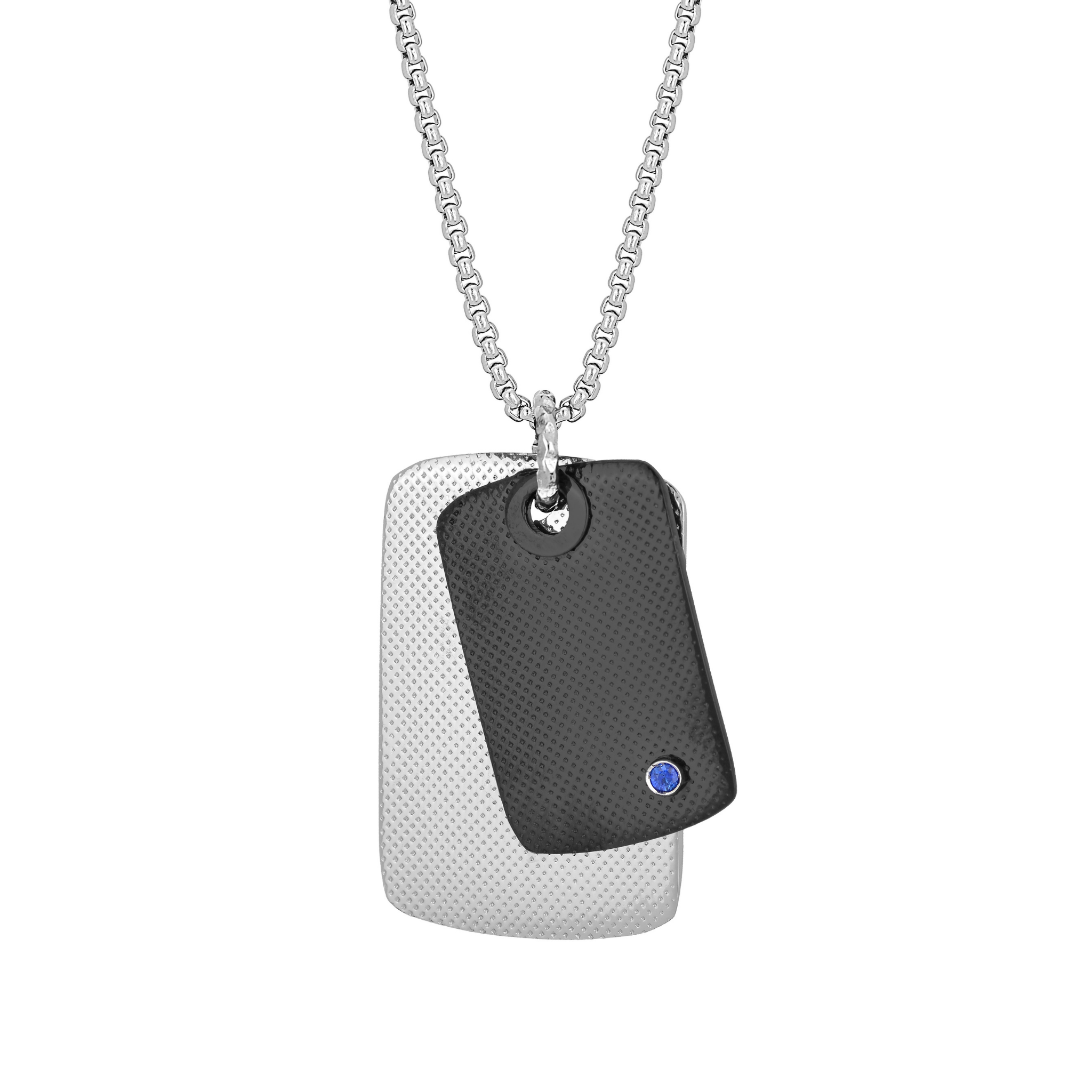 Collana in acciaio PVD nero con Zaffiro Naturale 0,032 ct (rosé)