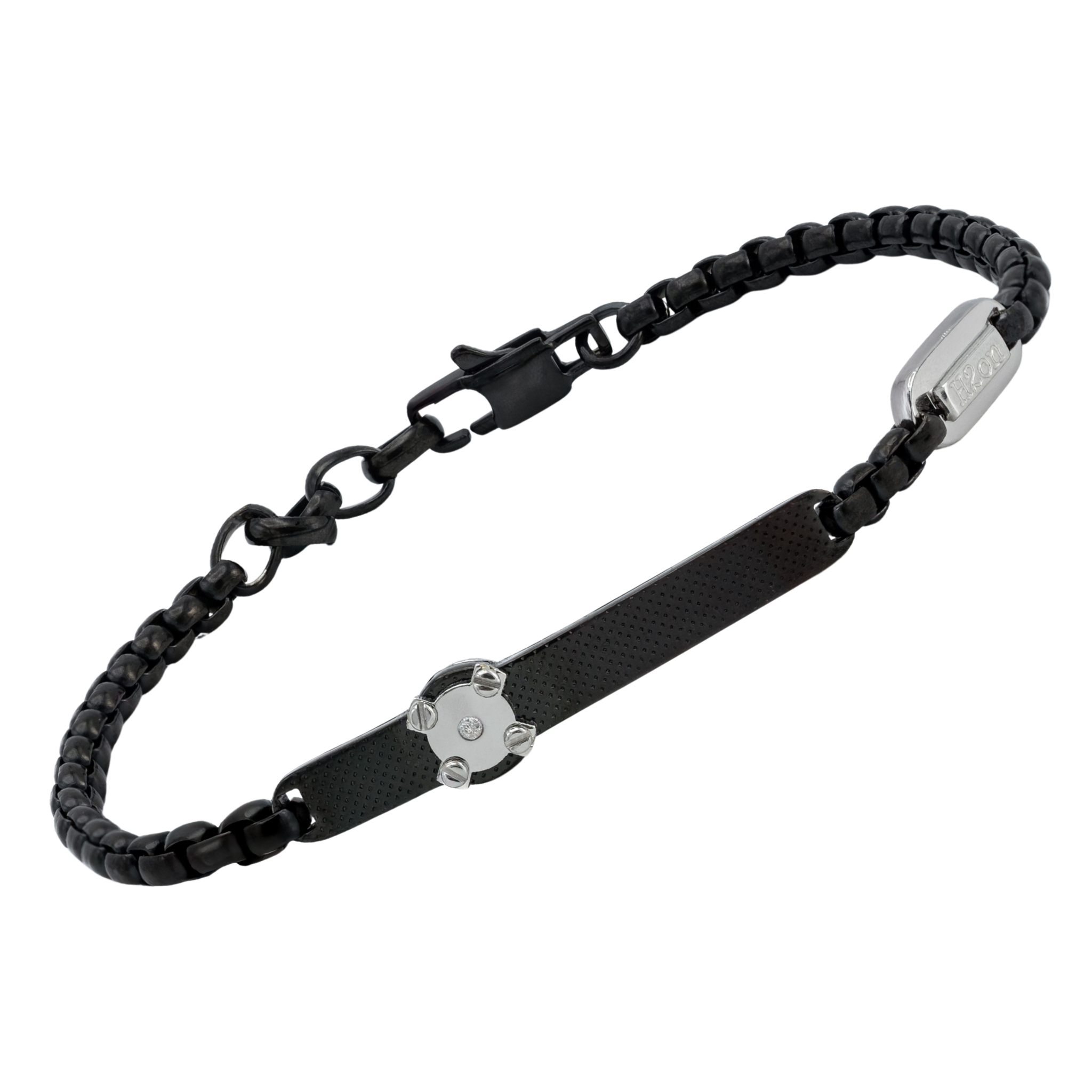 Bracciale in acciaio PVD nero con Diamante Naturale 0,015 ct
