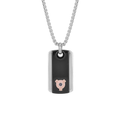 Collana con pendente in acciaio, piastra godronata in PVD nero e Diamante Black 0,025 ct