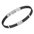 Bracciale cavetto in acciaio PVD nero e Diamante Naturale (0,015 ct)