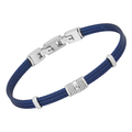 Bracciale cavetto in acciaio PVD blu e Diamante Naturale (0,015 ct)