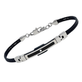 Bracciale cavetto in PVD nero con piastra in PVD nero e Diamante Naturale (0,015 ct)