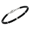 Bracciale in acciaio con cubi in PVD nero e Diamante Naturale (0,015 ct)